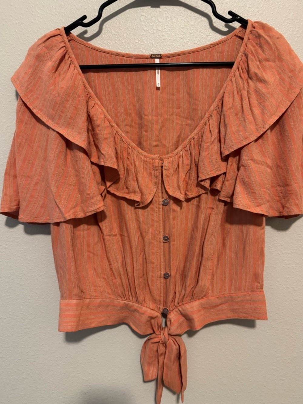 Free People Rosemary Ruffle Tie-Waist Blouse Size Medium - Picture 5 of 9